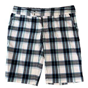 Roxy Womens Plaid Bermuda Y2K Skater Shorts Size 9 Blue & Black Cotton Blend